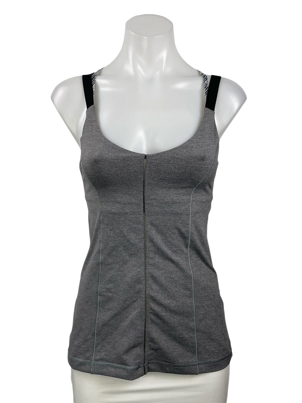 Lululemon Hot To Street Womens Gray Strappy Zip Workout Athletic Tank Top Size M